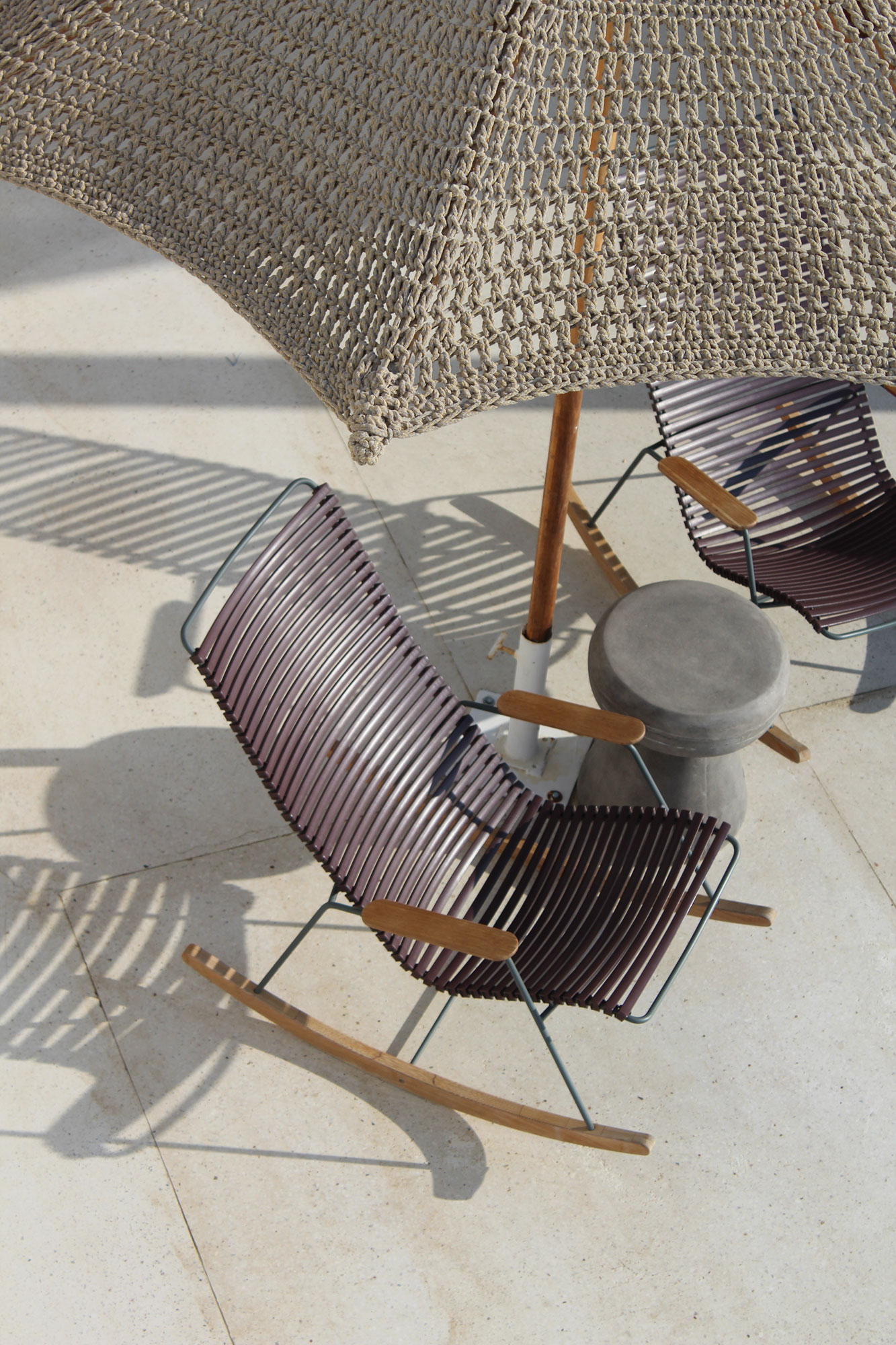 Koukoumi Vegan Hotel chairs and umbrella