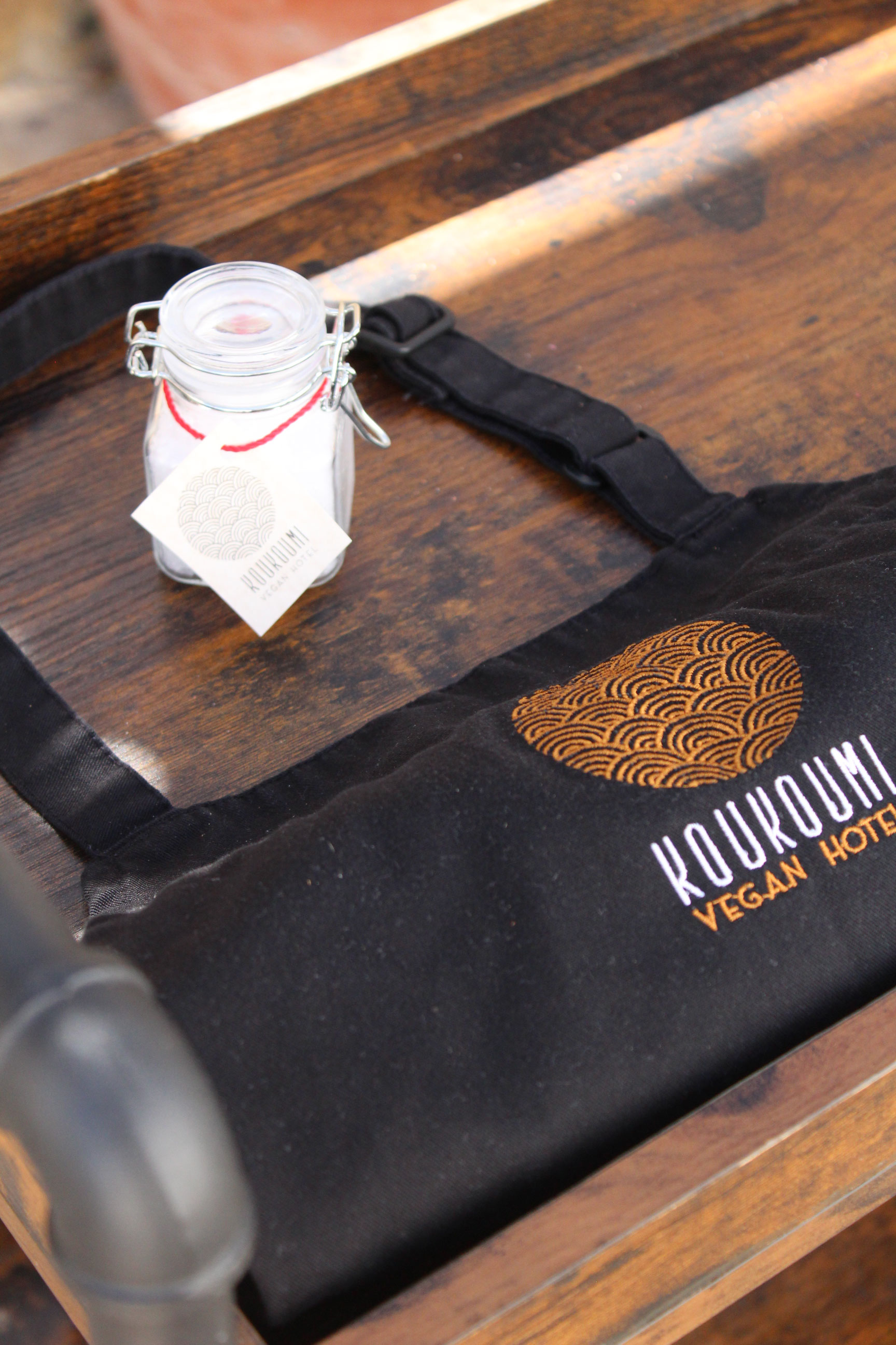 Koukoumi Vegan Hotel cooking classes apron